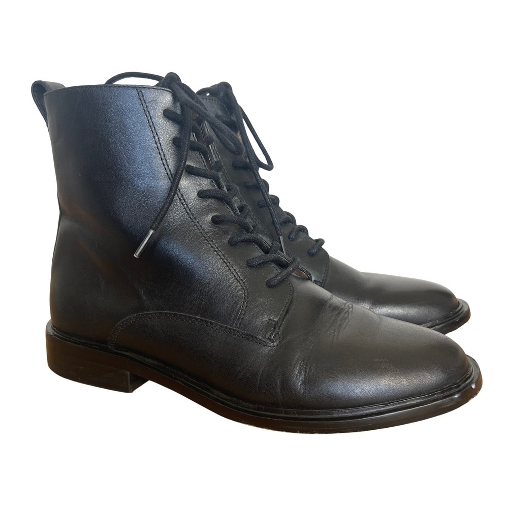 Madewell The Evelyn Lace Up Combat Boot Black Leather Womens 8.5